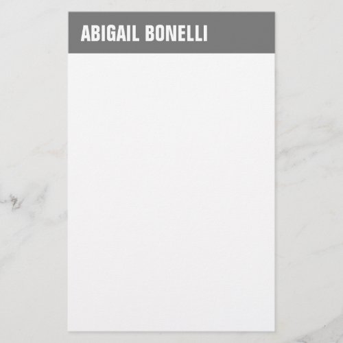 Professional minimalist bold name chic grey white stationery