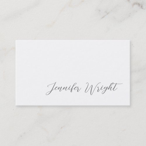 Professional minimalist calligraphy grey white business card