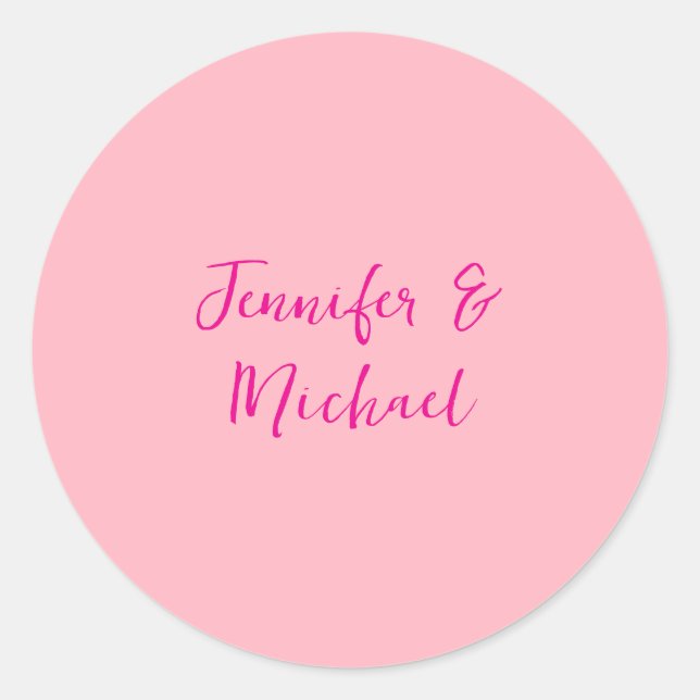 Professional minimalist calligraphy light pink classic round sticker (Front)