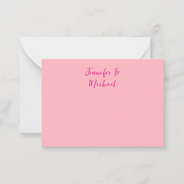 Professional minimalist calligraphy light pink note card (Front)