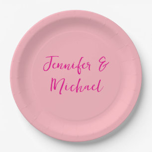 Professional minimalist calligraphy light pink paper plates