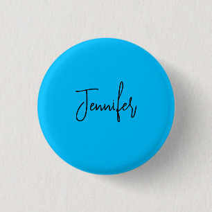 Professional minimalist calligraphy name sky blue button