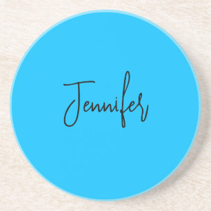 Professional minimalist calligraphy name sky blue coaster
