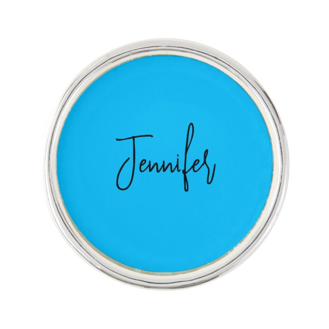 Professional minimalist calligraphy name sky blue lapel pin (Front)