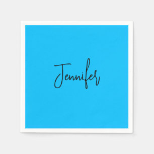 Professional minimalist calligraphy name sky blue napkins