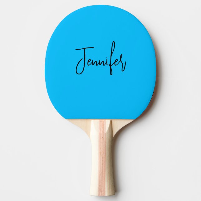 Professional minimalist calligraphy name sky blue ping pong paddle (Front)
