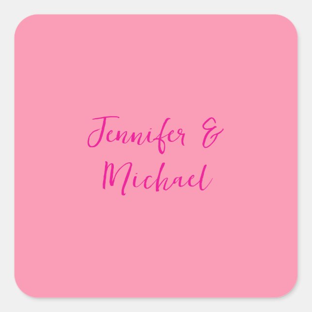 Professional minimalist calligraphy pink color square sticker (Front)