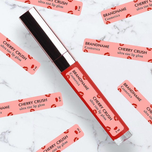 Professional Minimalist Cherry Crush Red Lip Gloss Labels (Creator Uploaded)