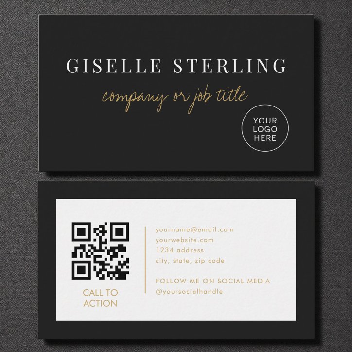 Professional Minimalist Company Logo QR Code Business Card