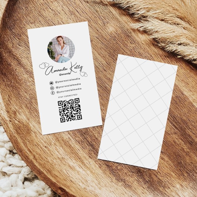 Professional Minimalist Cosmetic Scannable QR Code Business Card (Creator Uploaded)