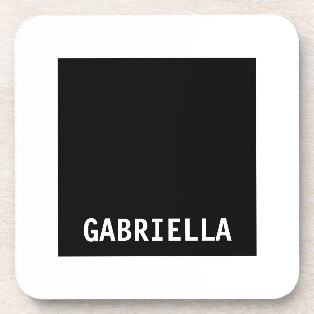 Professional minimalist custom name black white beverage coaster (Front)