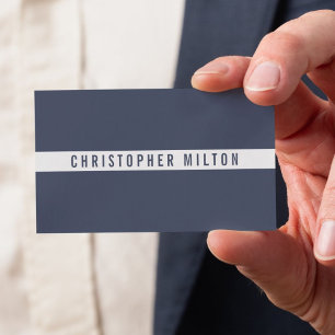 Professional Minimalist Dark Blue White Consultant Business Card