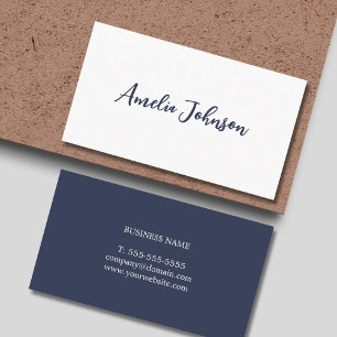 Professional Minimalist Dark Blue White Consultant Business Card