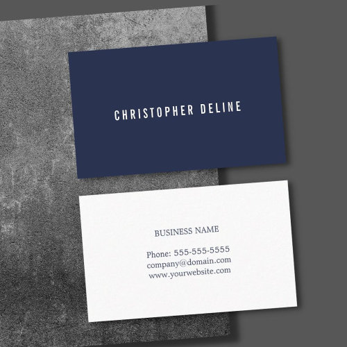 Professional Minimalist Dark Blue White Consultant Business Card
