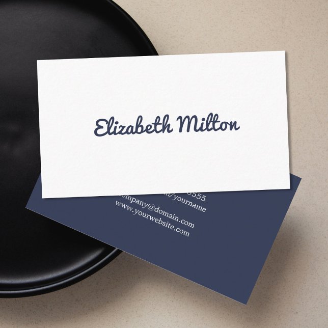 Professional Minimalist Dark Blue White Consultant Business Card (Creator Uploaded)