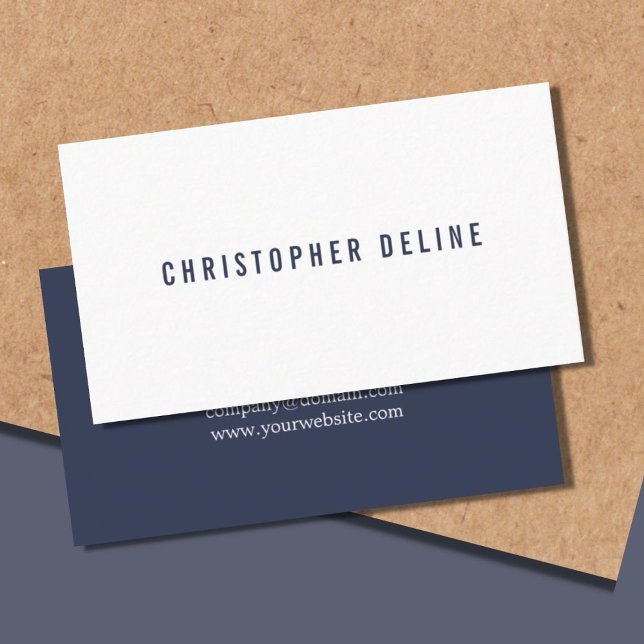 Professional Minimalist Dark Blue White Consultant Business Card (Creator Uploaded)