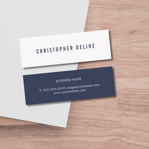 Professional Minimalist Dark Blue White Consultant Mini Business Card