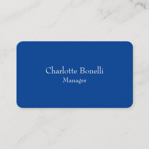Professional Minimalist Deep Blue White Business Card