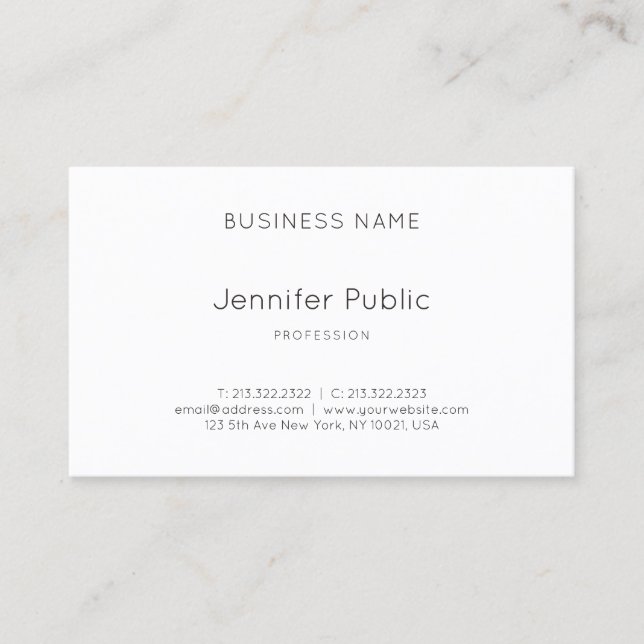 Professional Minimalist Elegant Design Modern Business Card (Front)