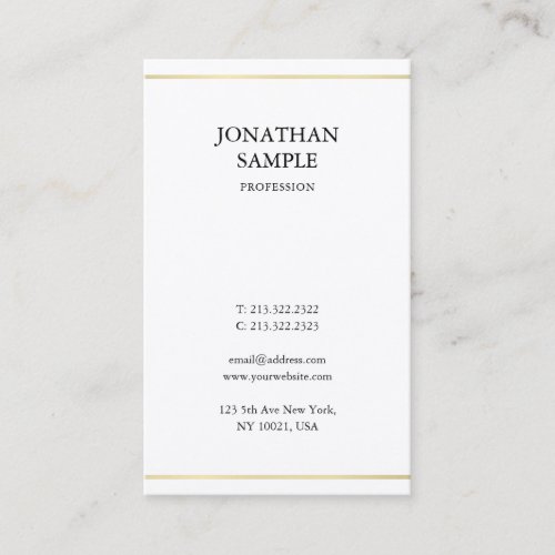 Professional Minimalist Elegant Design Modern Gold Business Card