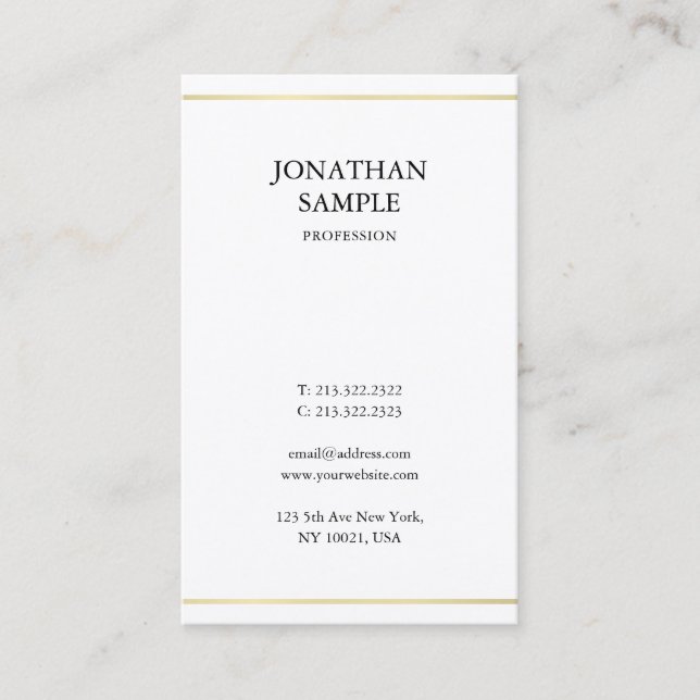 Professional Minimalist Elegant Design Modern Gold Business Card (Front)