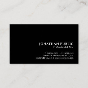 Professional Minimalist Elegant Luxe Premium Black Business Card