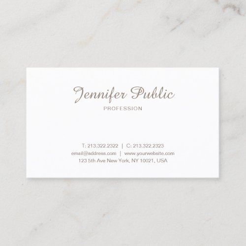 Professional Minimalist Elegant Modern Clean Plain Business Card