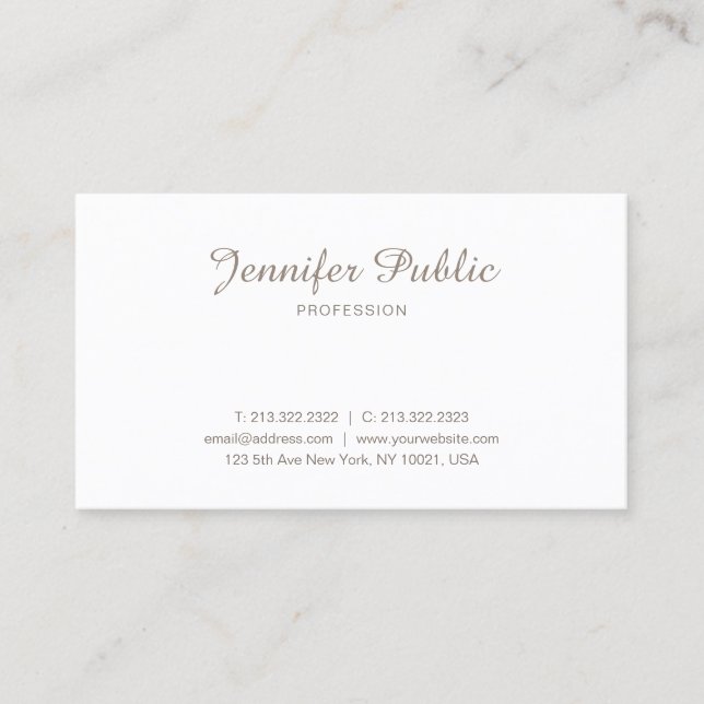 Professional Minimalist Elegant Modern Clean Plain Business Card (Front)