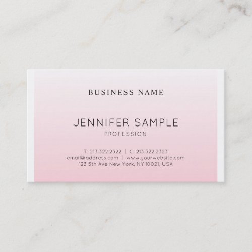 Professional Minimalist Elegant Pink Plain Modern Business Card