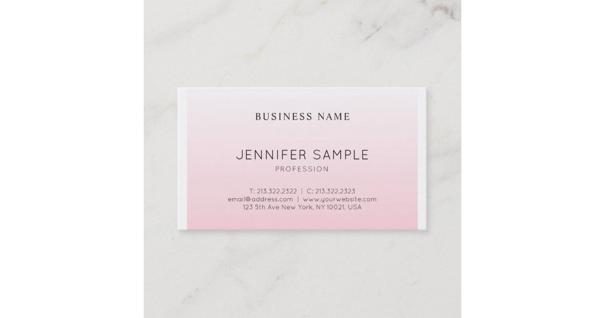 Professional Minimalist Elegant Pink Plain Modern Business Card | Zazzle