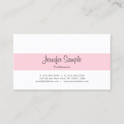 Professional Minimalist Elegant Pink Plain Trendy Business Card