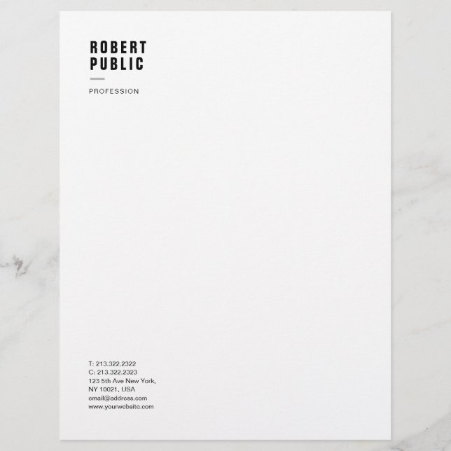 Professional Minimalist Elegant White Template Letterhead (Front)