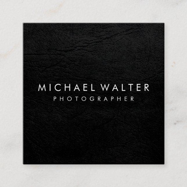 Professional Minimalist Faux Leather Square Business Card (Front)