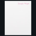 Professional minimalist feminine pink letterhead<br><div class="desc">Vertical pink & white background modern,  elegant design. This template can be customized to meet all professional occupations.</div>