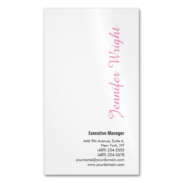 Professional minimalist feminine plain elegant business card magnet (Front Vertical)