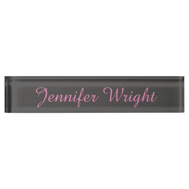 Professional minimalist feminine plain elegant desk name plate (Front)