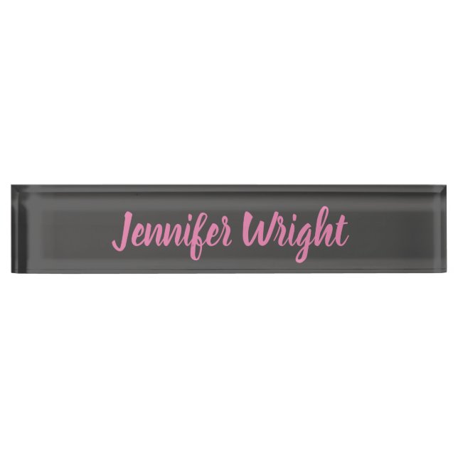 Professional minimalist feminine plain elegant desk name plate (Front)