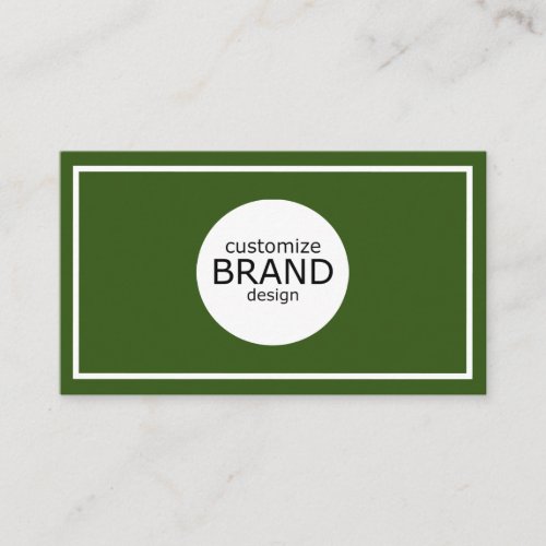 Professional Minimalist Forest Green White Frame   Business Card