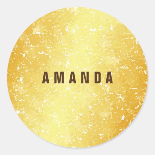 Professional minimalist gold color add your name classic round sticker