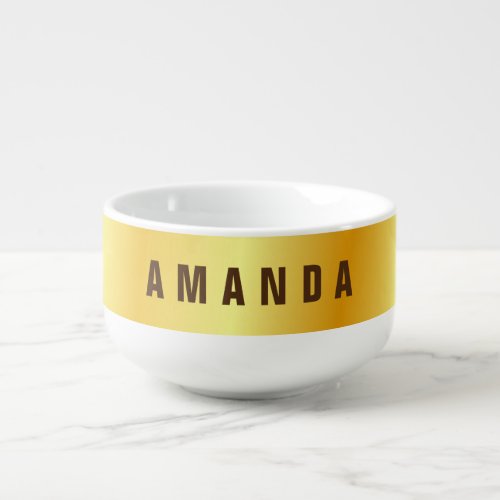 Professional minimalist gold color add your name soup mug