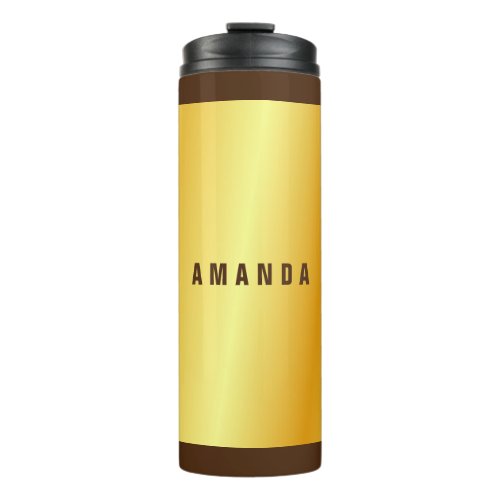 Professional minimalist gold color add your name thermal tumbler