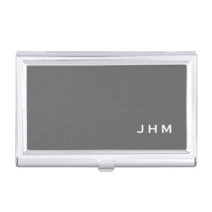 Professional Minimalist Gray Classic Monogram Business Card Case