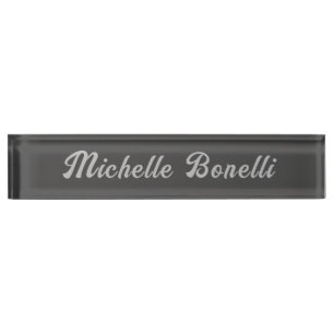 Professional Minimalist Grey Modern Calligraphy Desk Name Plate