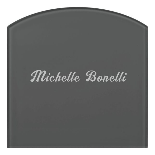 Professional Minimalist Grey Modern Calligraphy Door Sign (Contour Front)