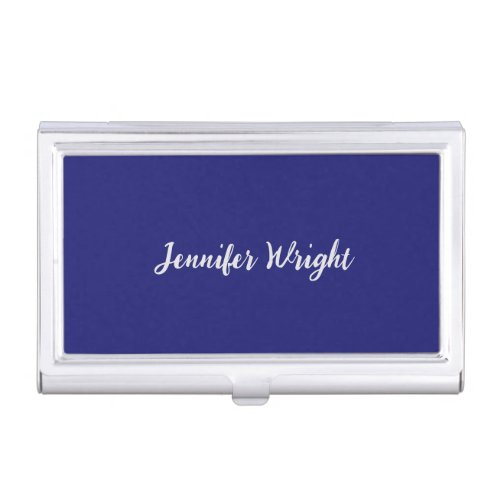 Professional minimalist handwriting blue business card case