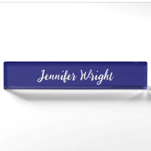 Professional minimalist handwriting blue desk name plate