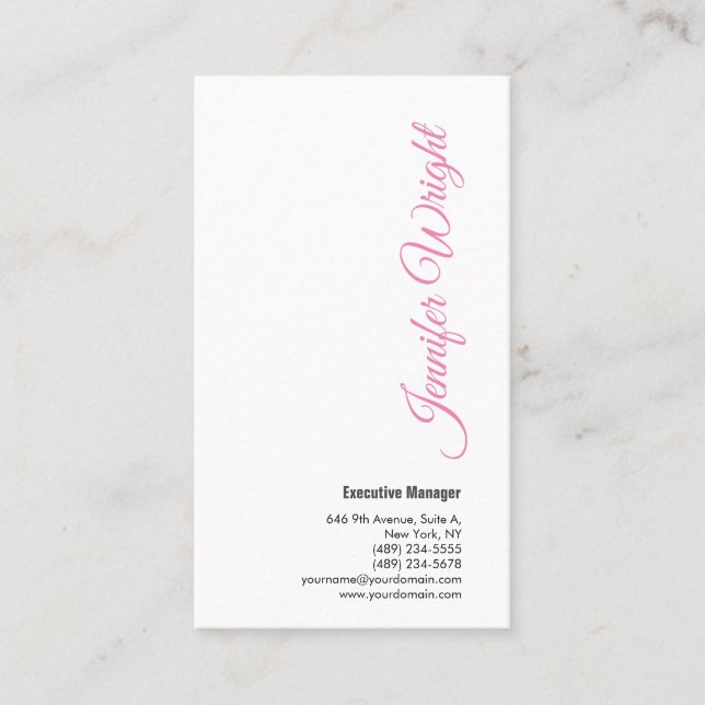 Professional minimalist handwriting feminine business card (Front)