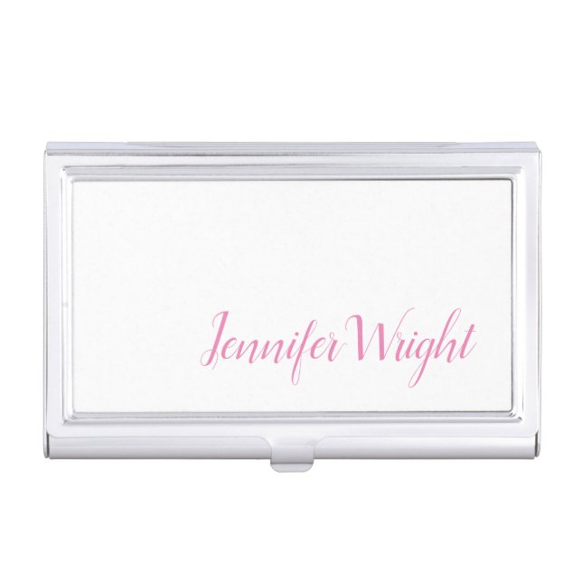 Professional minimalist handwriting feminine business card case (Front)