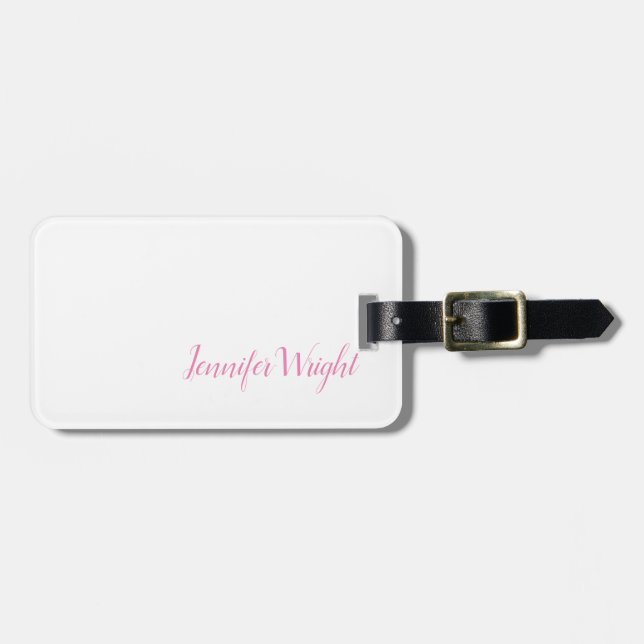 Professional minimalist handwriting feminine luggage tag (Front Horizontal)