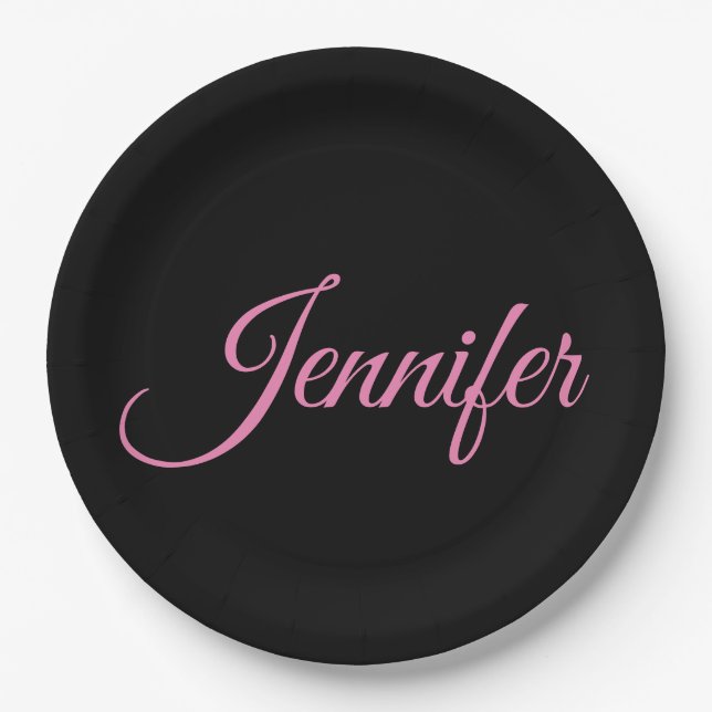 Professional minimalist handwriting feminine paper plates (Front)
